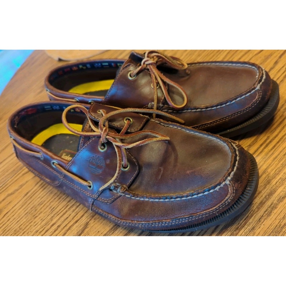 Timberland Boat Shoes‎ Mens 12M Kiawah Bay 70521 Brown Leather Lace Up Loafers